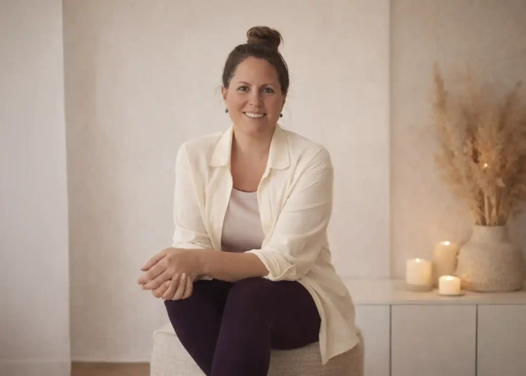 Embodiment Trainerin Sonja Schwaighofer in ruhiger Sitzhaltung