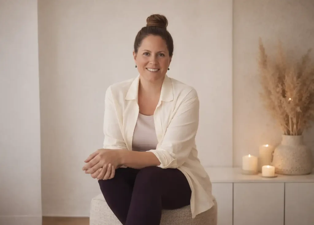 Embodiment Trainerin Sonja Schwaighofer in ruhiger Sitzhaltung